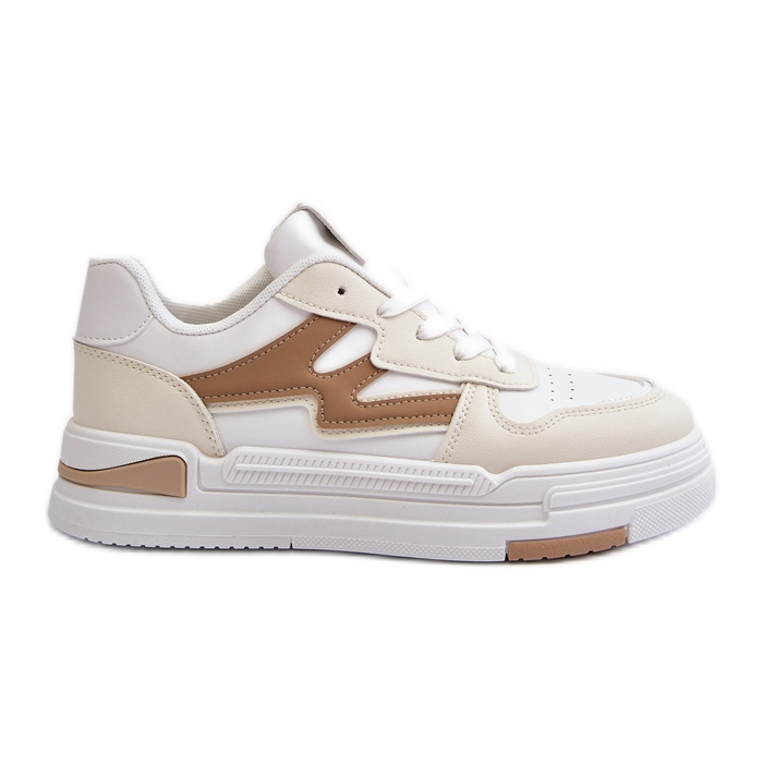 Baskets à plateforme pour femmes en cuir écologique, beige Lynnette