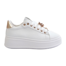 Baskets à plateforme pour femmes avec épingles en cuir écologique, blanc Cavisa blanche