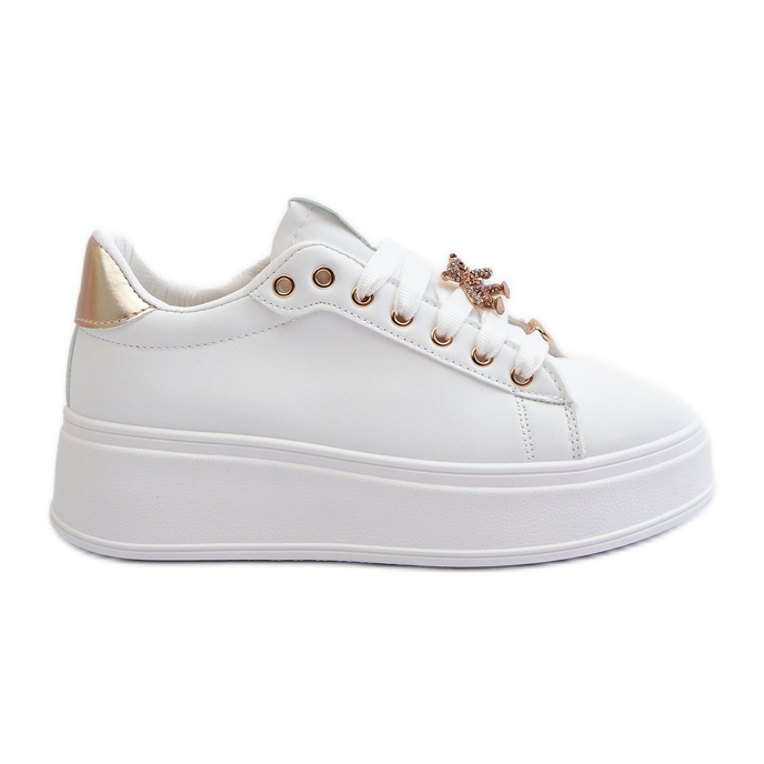 Baskets à plateforme pour femmes avec épingles en cuir écologique, blanc Cavisa blanche