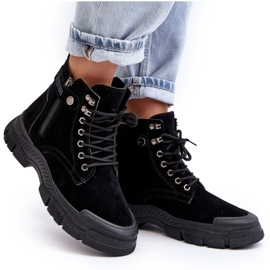 PS1 Bottines trappeur en daim isolées Jailina pour femmes le noir