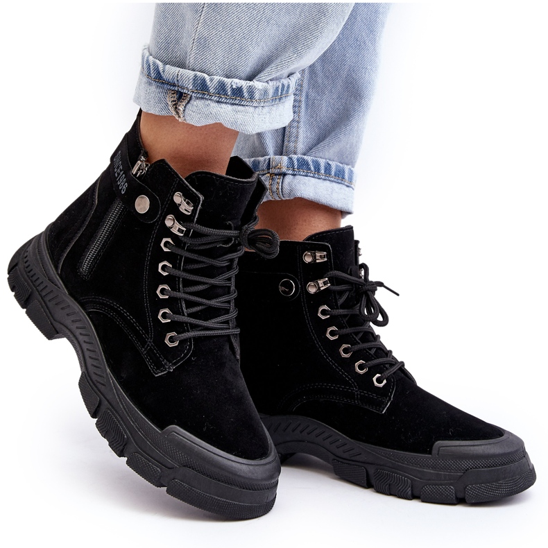 PS1 Bottines trappeur en daim isolées Jailina pour femmes le noir