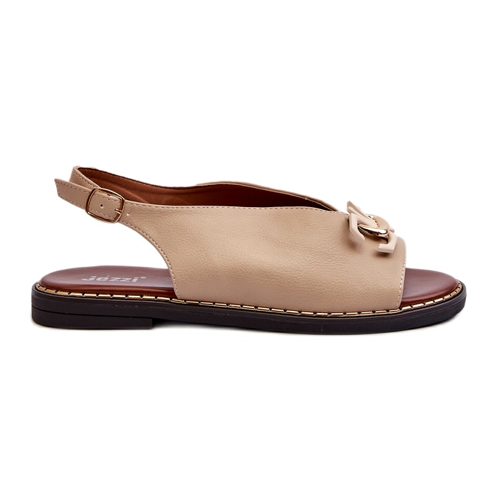 Sandales à talons plats pour femmes avec décoration Jezzi beige