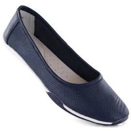 Filippo W PAW322B ballerines ajourées en cuir, bleu marine
