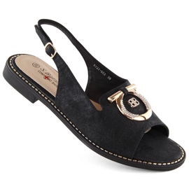 Sandales confortables avec décoration S.Barski W OLI256A, noir le noir