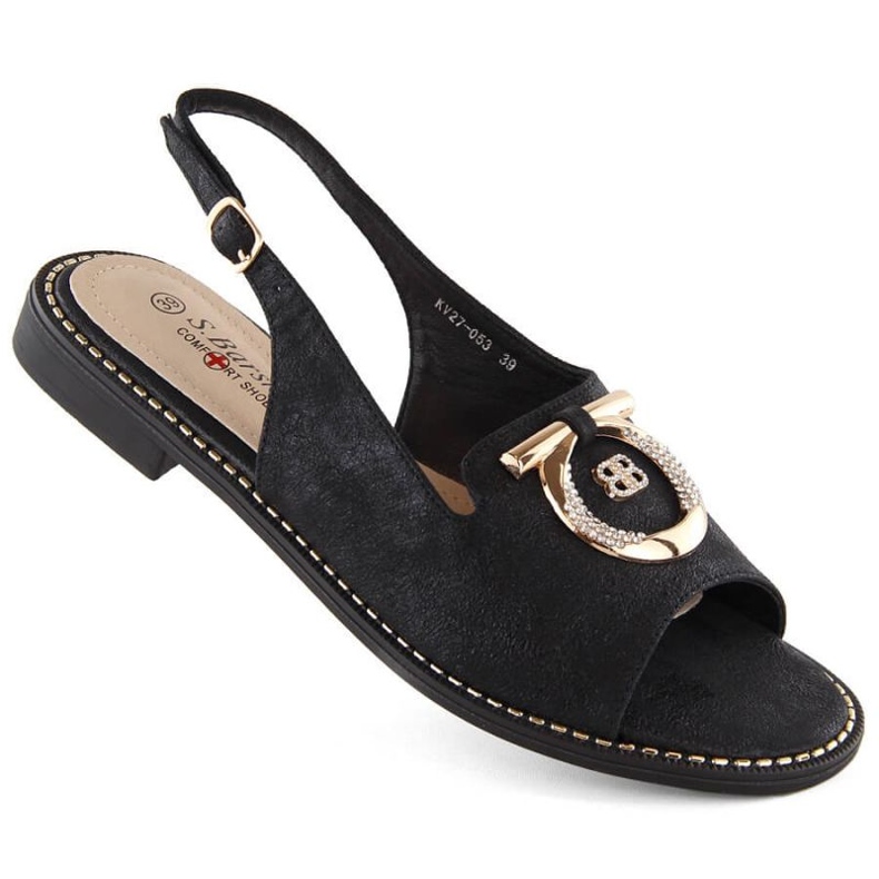 Sandales confortables avec décoration S.Barski W OLI256A, noir le noir