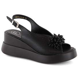 Sandales compensées en cuir avec perles Filippo W PAW529A noir
