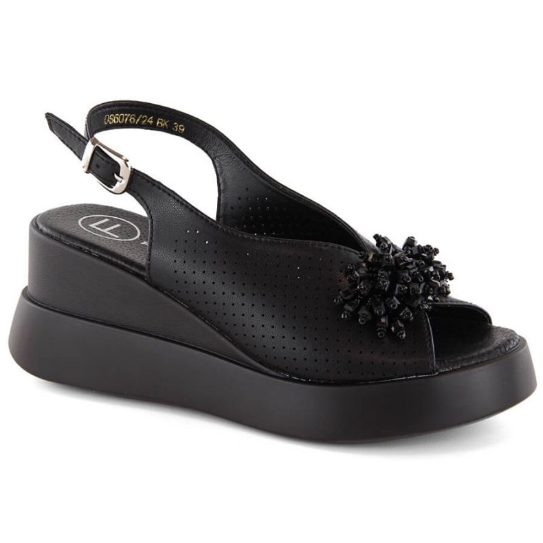 Sandales compensées en cuir avec perles Filippo W PAW529A noir le noir