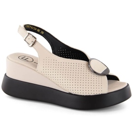 Sandales compensées ajourées en cuir Filippo W PAW530, beige