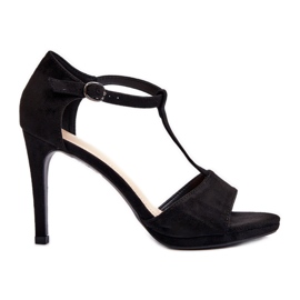 Vinceza Sandales à talons hauts pour femmes en suède écologique, noir Obdaria