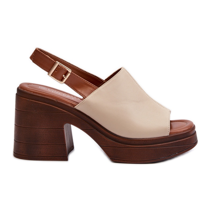 Vinceza Sandales beiges pour femmes en cuir écologique avec talons massifs et plateforme Beige Meeyah