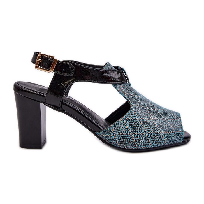Turquoise Turquoise Queenmarie Sandales à talons hauts pour femmes en cuir écologique vert