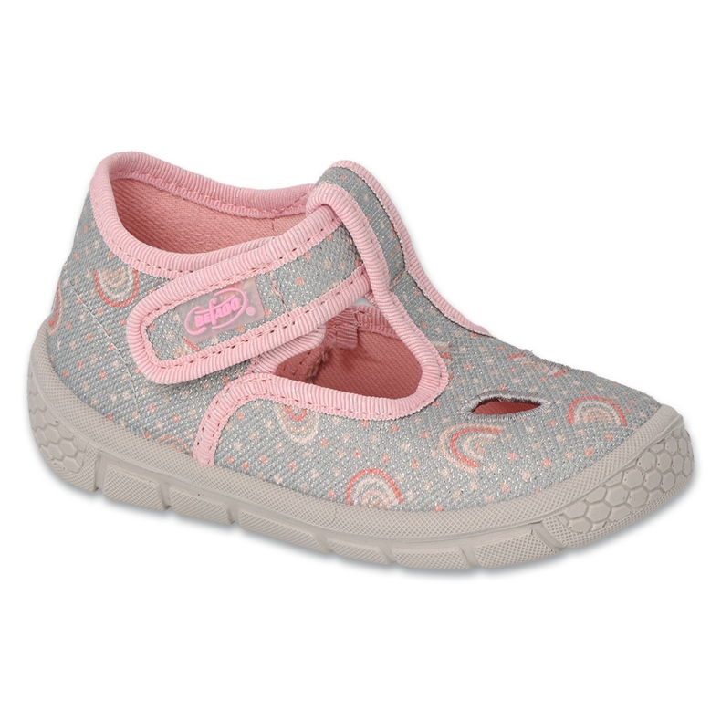 Befado chaussons enfant avec velcro 630P013 gris et rose