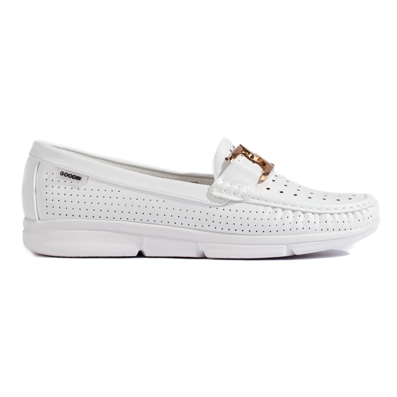 Goodin Mocassins femme blancs à boucle blanche Goodin Mocassins femme blancs à boucle blanche