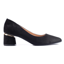 Escarpins à talons bas en daim noir le noir