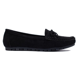 Mocassins femme en daim noir le noir