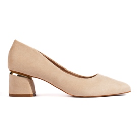 Escarpins à talons bas en suède beige