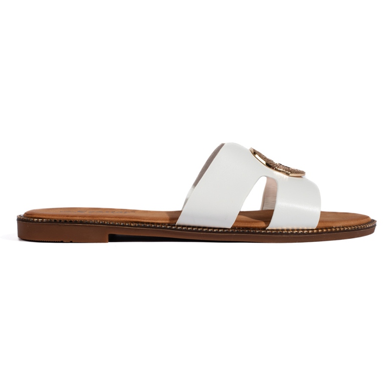 Tongs plates blanches pour femmes