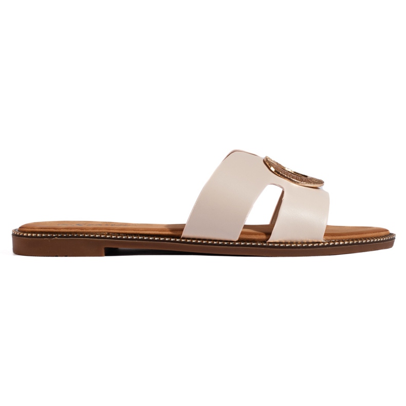 Claquettes plates femme beiges Claquettes plates femme beiges