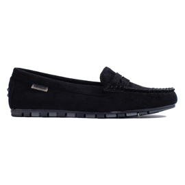 Mocassins femme en daim noir le noir