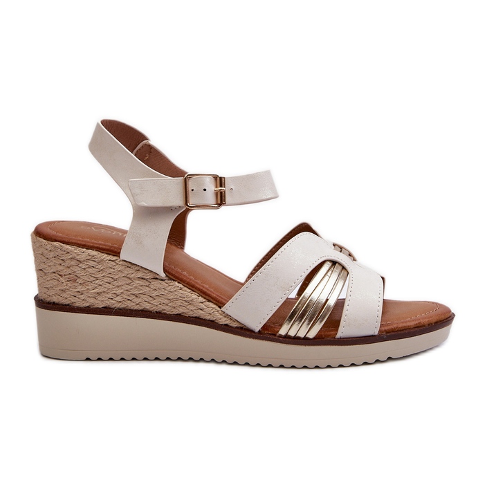 Sandales compensées avec tresse pour femme, blanc/doré Starlenna blanche