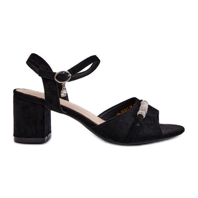 Vinceza Sandales en daim écologique pour femmes sur un talon haut avec décorations, noir Narhi le noir Vinceza Sandales en daim écologique pour femmes sur un talon haut avec décorations, noir Narhi le noir