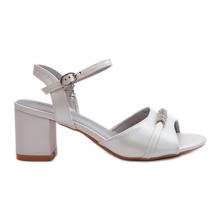 Vinceza Sandales en cuir écologique pour femmes sur un talon haut avec des décorations Narhi argentées