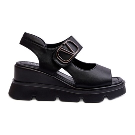 Vinceza Sandales Pour Femmes Sur Une Compensée Et Une Plateforme En Cuir Écologique, Noir Triaola le noir Vinceza Sandales Pour Femmes Sur Une Compensée Et Une Plateforme En Cuir Écologique, Noir Triaola le noir