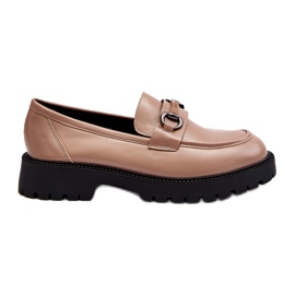 Vinceza Mocassins pour femmes en cuir écologique beige avec décoration Vinceza Mocassins pour femmes en cuir écologique beige avec décoration