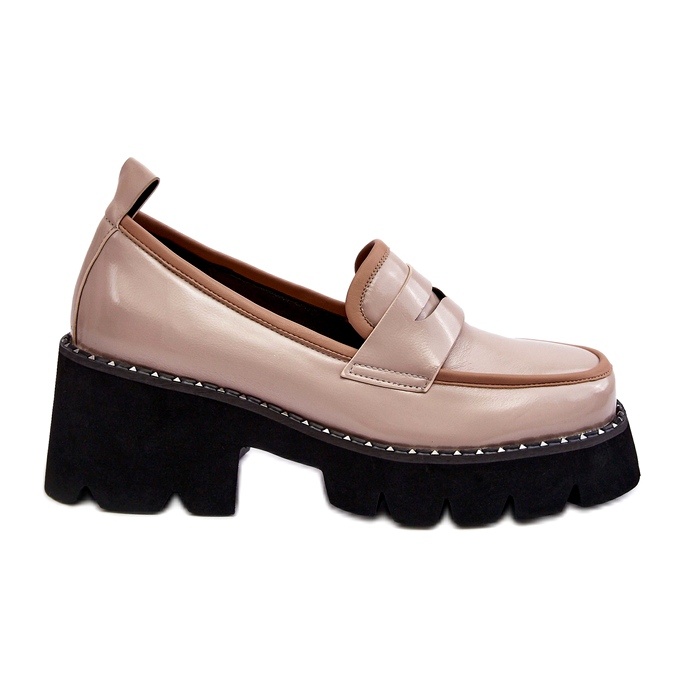 S.Barski Mocassins Femme En Cuir D&amp;A MR870-32 Beige