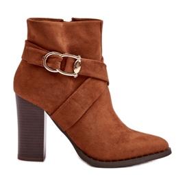 Bottines en daim sur talon haut avec boucle Camel Eftane brun