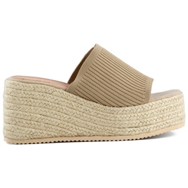 Tongs espadrilles beiges à talon haut Tongs espadrilles beiges à talon haut