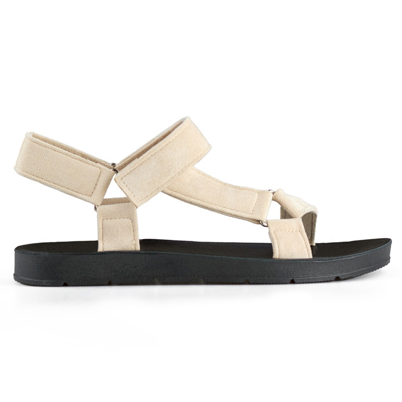 Sandales de sport femme beiges à fermeture velcro