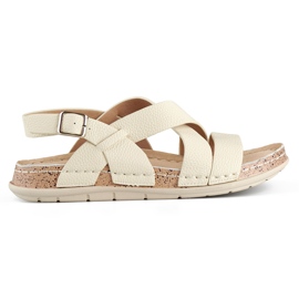 Sandales femme beiges avec semelle intérieure en cuir