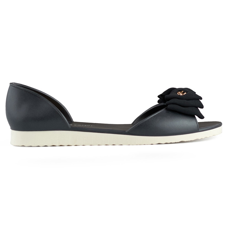 Ballerines ouvertes noires claires avec nœud le noir