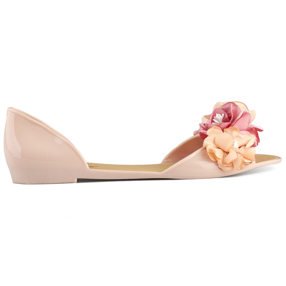 Ballerines ouvertes beiges a fleurs Chaussures a la mode