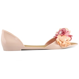 Ballerines ouvertes femme beiges à fleurs