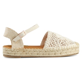 Sandales espadrilles beiges à semelle épaisse, espadrilles tressées
