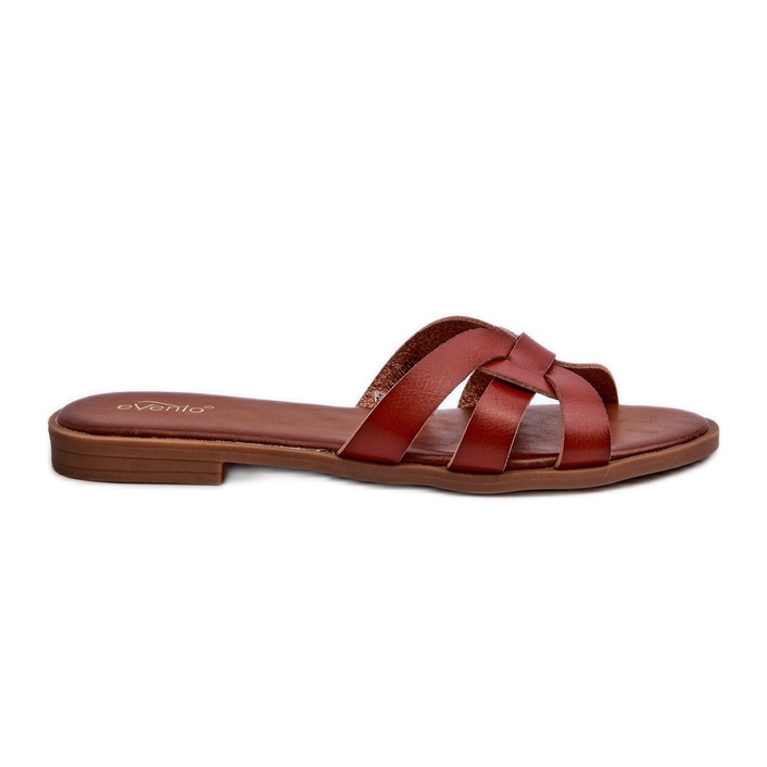 Tongs à talon plat pour femmes en cuir écologique marron Rosalini brun