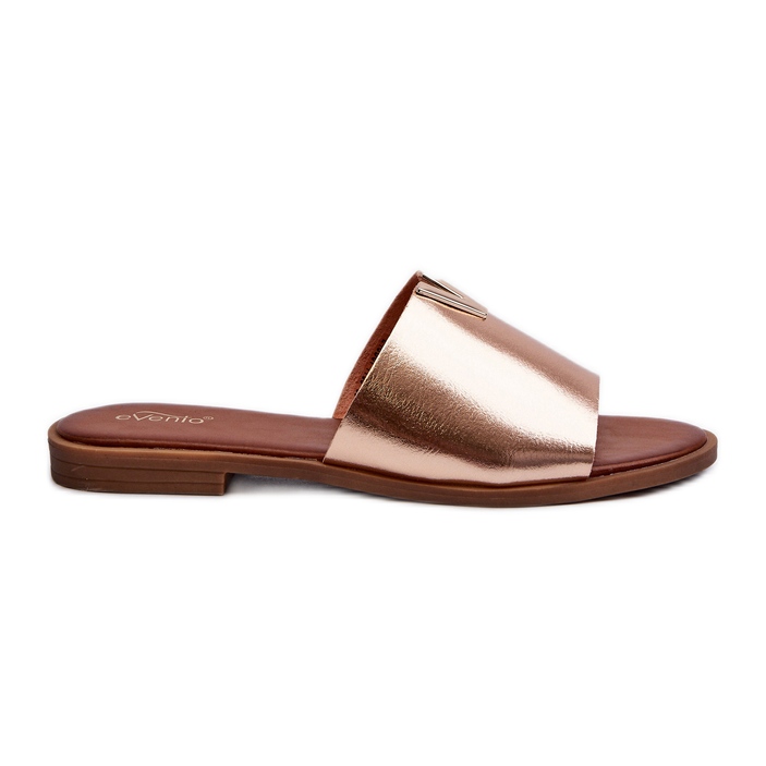 Tongs en Cuir Eco à Talon Plat pour Femme, Doré Maliha d'or Tongs en Cuir Eco à Talon Plat pour Femme, Doré Maliha d'or