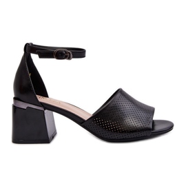 Vinceza Sandales à talons hauts pour femmes en cuir écologique, noir Horissa