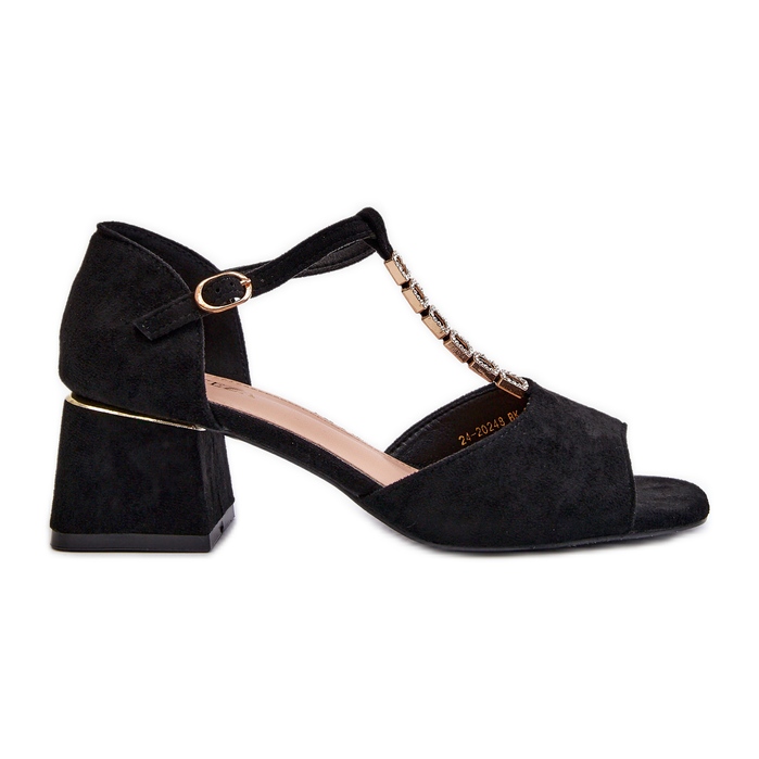 Vinceza Sandales pour femmes à talon bloc et bride décorative, suède écologique, noir Obivena le noir Vinceza Sandales pour femmes à talon bloc et bride décorative, suède écologique, noir Obivena le noir