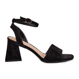 Vinceza Sandales à talons hauts pour femmes en suède écologique noir Upttima