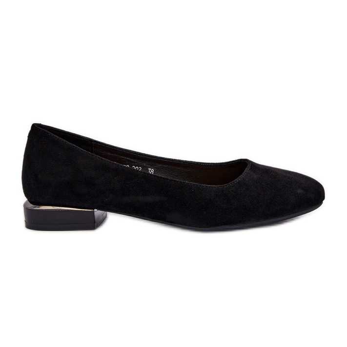 Ballerines en suède écologique pour femmes à talons bas, noir Sergio Leone PB202 le noir