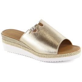 Sandales compensées dorées métallisées pour femmes Potocki 21005