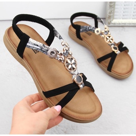 Sandales plates noires confortables pour femmes Artiker 54C1334