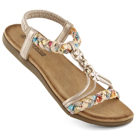 Sandales à enfiler confortables pour femmes, beige, Artiker 54C1323