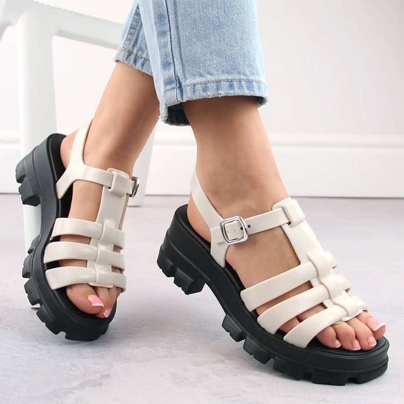 Sandales confortables en caoutchouc parfumé pour femme Zaxy NN285040 beige