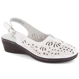 Sandales confortables en cuir entièrement ajourées pour femmes, blanches, T.Sokolski L24-27