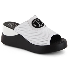 Sandales compensées ajourées en cuir pour femme, blanc Filippo DK6141