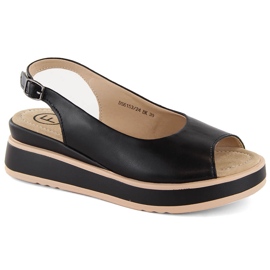 Sandales femme en cuir noir sur plateforme Filippo DS6153 le noir